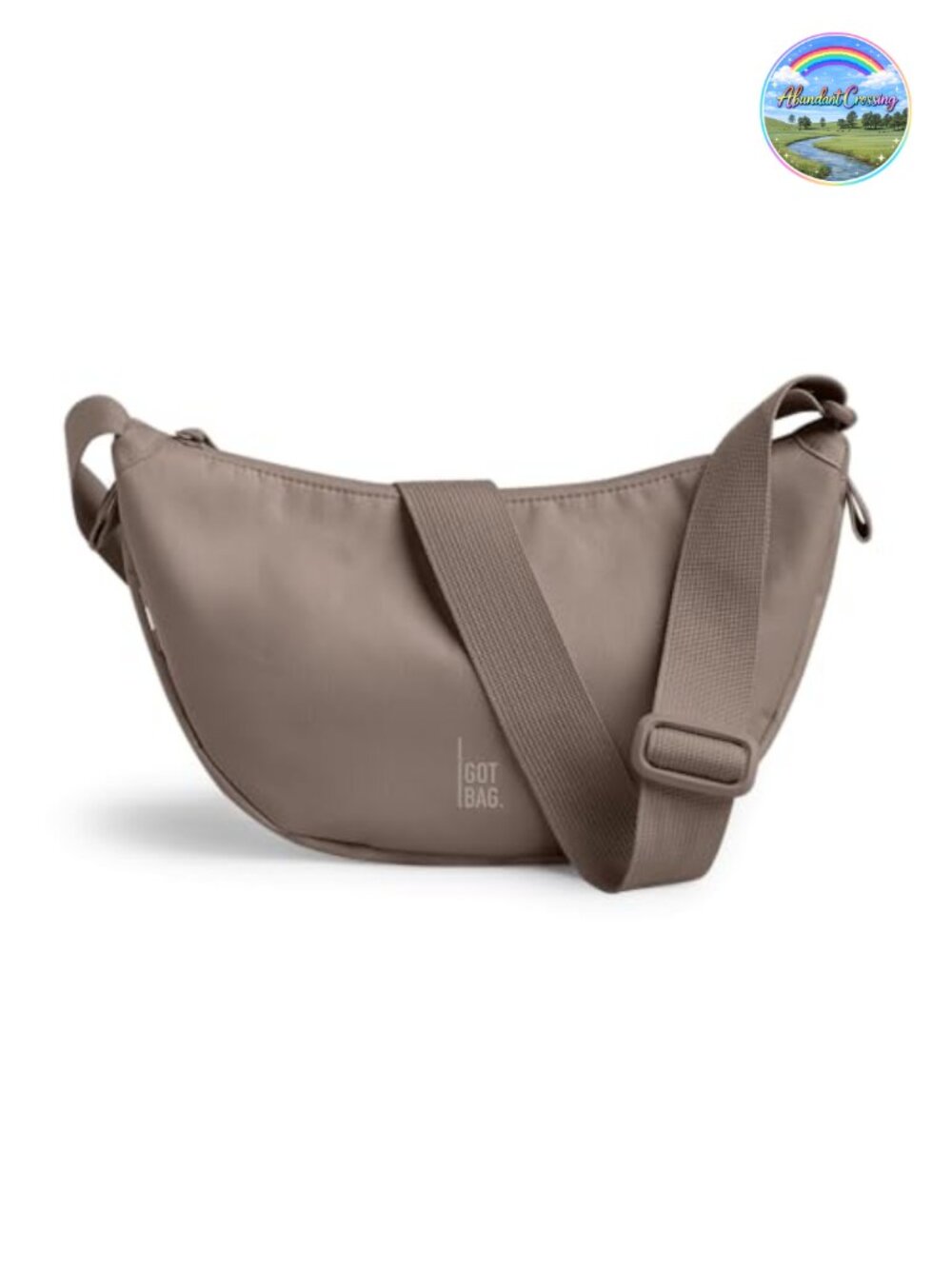 Water-Resistant Recycled PET Crescent Crossbody Bag with Adjustable Strap